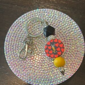 Heart and Yellow Bead Keychain